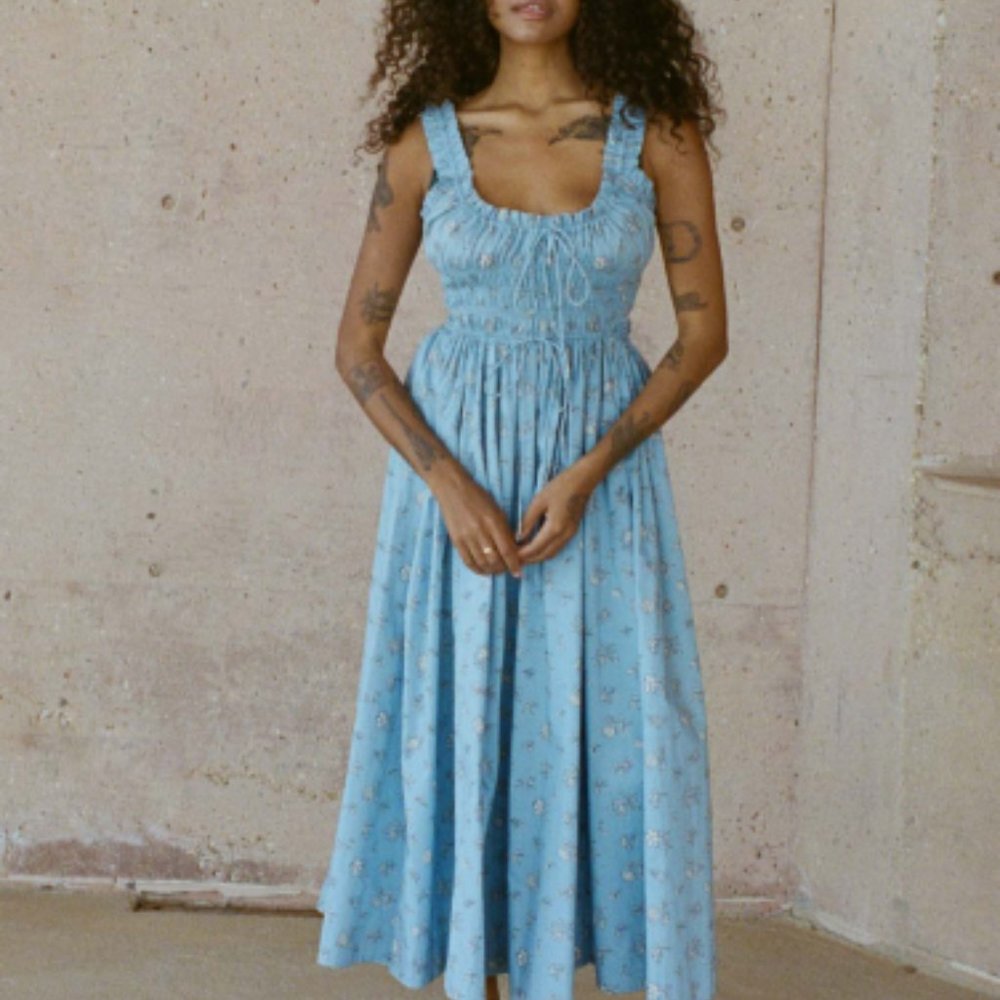 Doen Emmaretta Dress in Sky Bouton De Rose